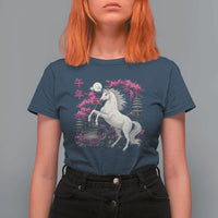 Japanese New Year 2026 T Shirt For Women Year Of The Horse Sakura Cherry Blossom Shrine - Wonder Print Shop