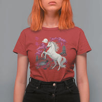 Japanese New Year 2026 T Shirt For Women Year Of The Horse Sakura Cherry Blossom Shrine - Wonder Print Shop