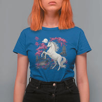 Japanese New Year 2026 T Shirt For Women Year Of The Horse Sakura Cherry Blossom Shrine - Wonder Print Shop