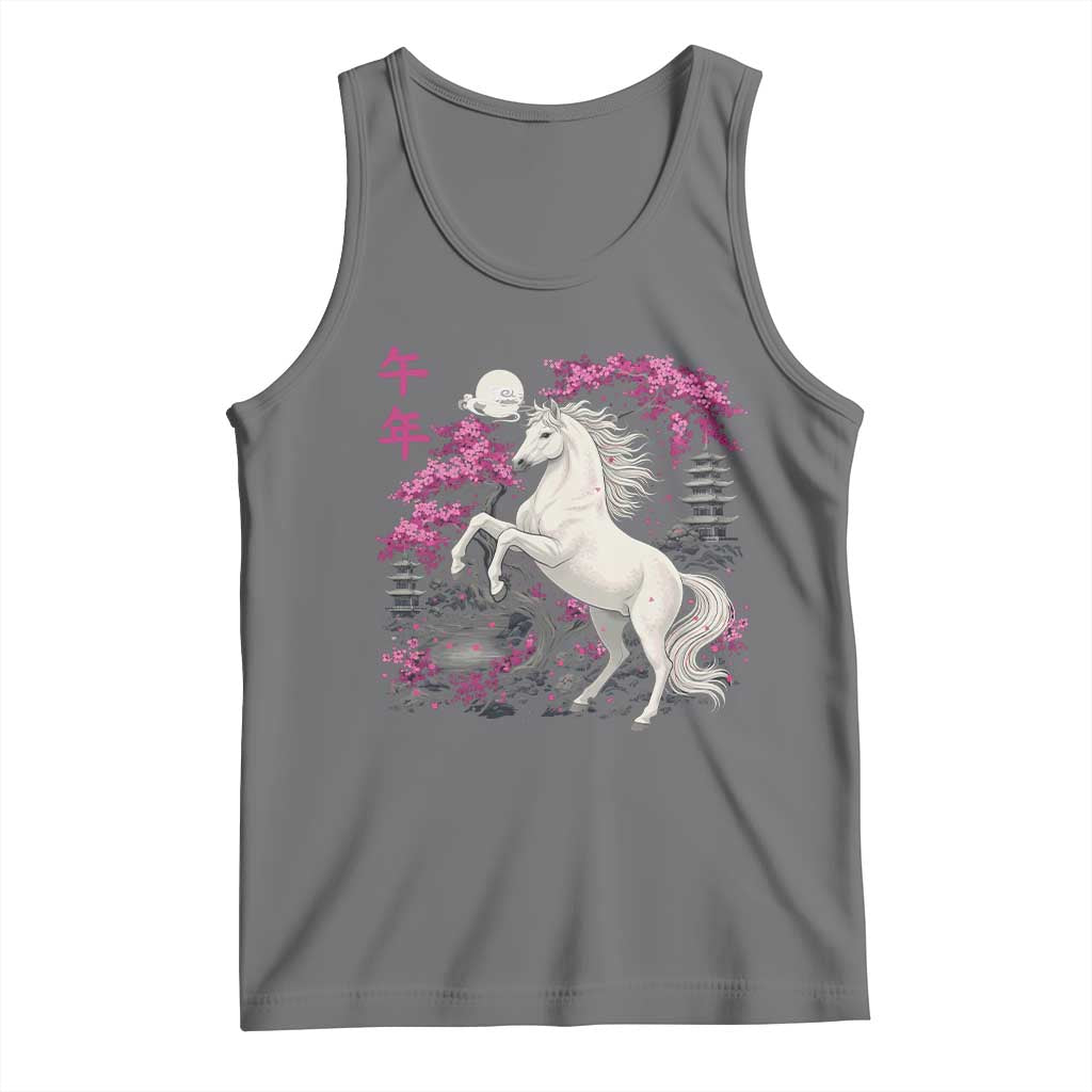 Japanese New Year 2026 Tank Top Year Of The Horse Sakura Cherry Blossom Shrine - Wonder Print Shop