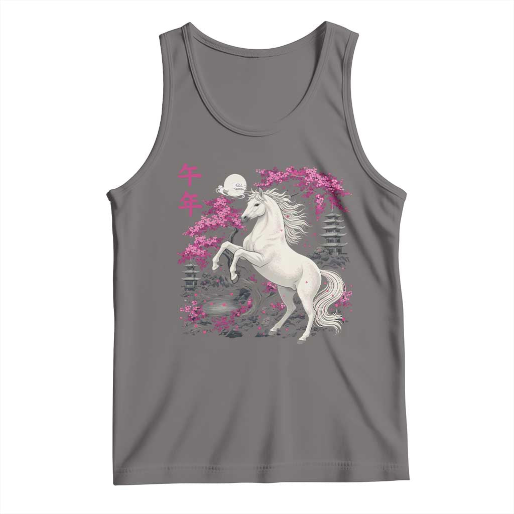 Japanese New Year 2026 Tank Top Year Of The Horse Sakura Cherry Blossom Shrine - Wonder Print Shop