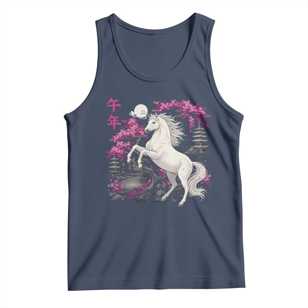 Japanese New Year 2026 Tank Top Year Of The Horse Sakura Cherry Blossom Shrine - Wonder Print Shop