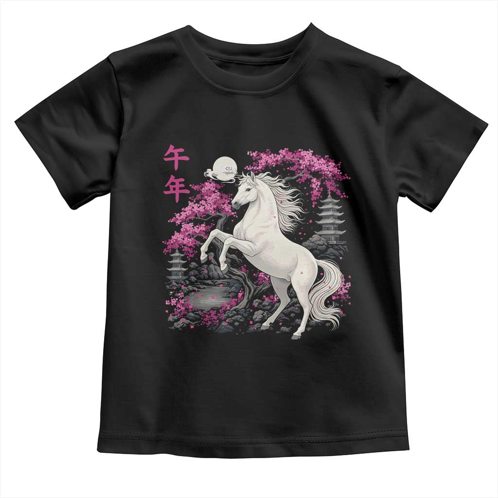 Japanese New Year 2026 Toddler T Shirt Year Of The Horse Sakura Cherry Blossom Shrine - Wonder Print Shop