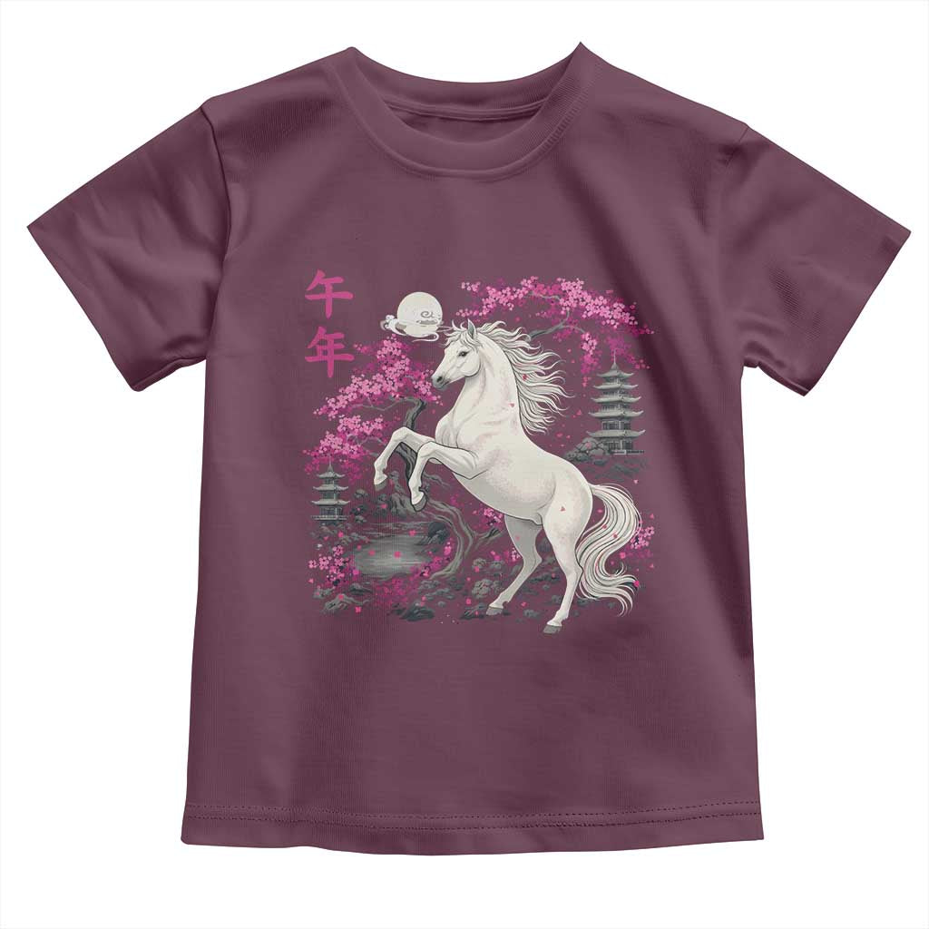 Japanese New Year 2026 Toddler T Shirt Year Of The Horse Sakura Cherry Blossom Shrine - Wonder Print Shop