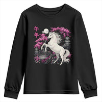 Japanese New Year 2026 Youth Sweatshirt Year Of The Horse Sakura Cherry Blossom Shrine - Wonder Print Shop