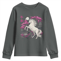 Japanese New Year 2026 Youth Sweatshirt Year Of The Horse Sakura Cherry Blossom Shrine - Wonder Print Shop