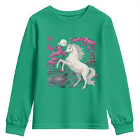 Japanese New Year 2026 Youth Sweatshirt Year Of The Horse Sakura Cherry Blossom Shrine - Wonder Print Shop
