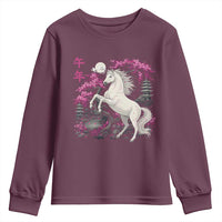 Japanese New Year 2026 Youth Sweatshirt Year Of The Horse Sakura Cherry Blossom Shrine - Wonder Print Shop