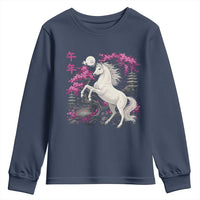 Japanese New Year 2026 Youth Sweatshirt Year Of The Horse Sakura Cherry Blossom Shrine - Wonder Print Shop