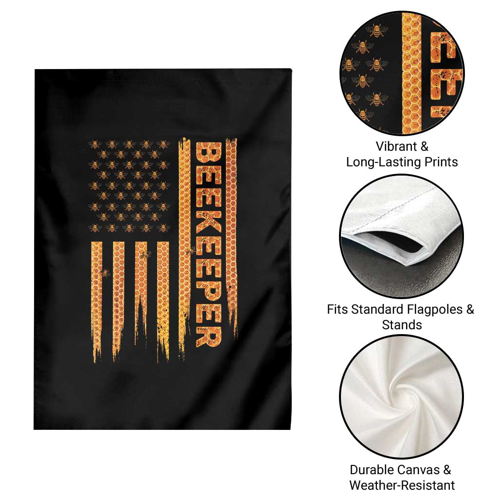 Beekeeping American Flag Honeycomb Honey Bees Beekeeper Garden Flag