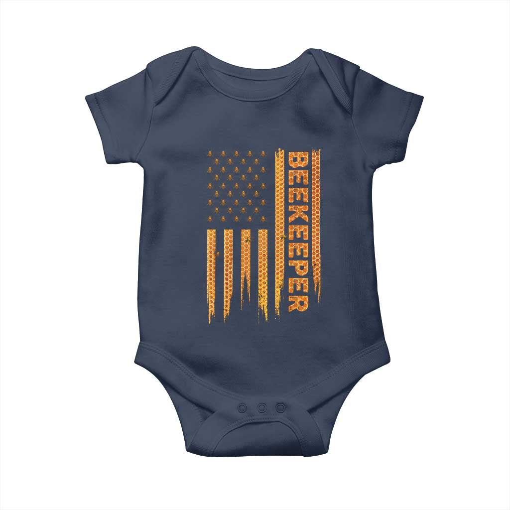 Beekeeping American Flag Honeycomb Honey Bees Beekeeper Baby Onesie