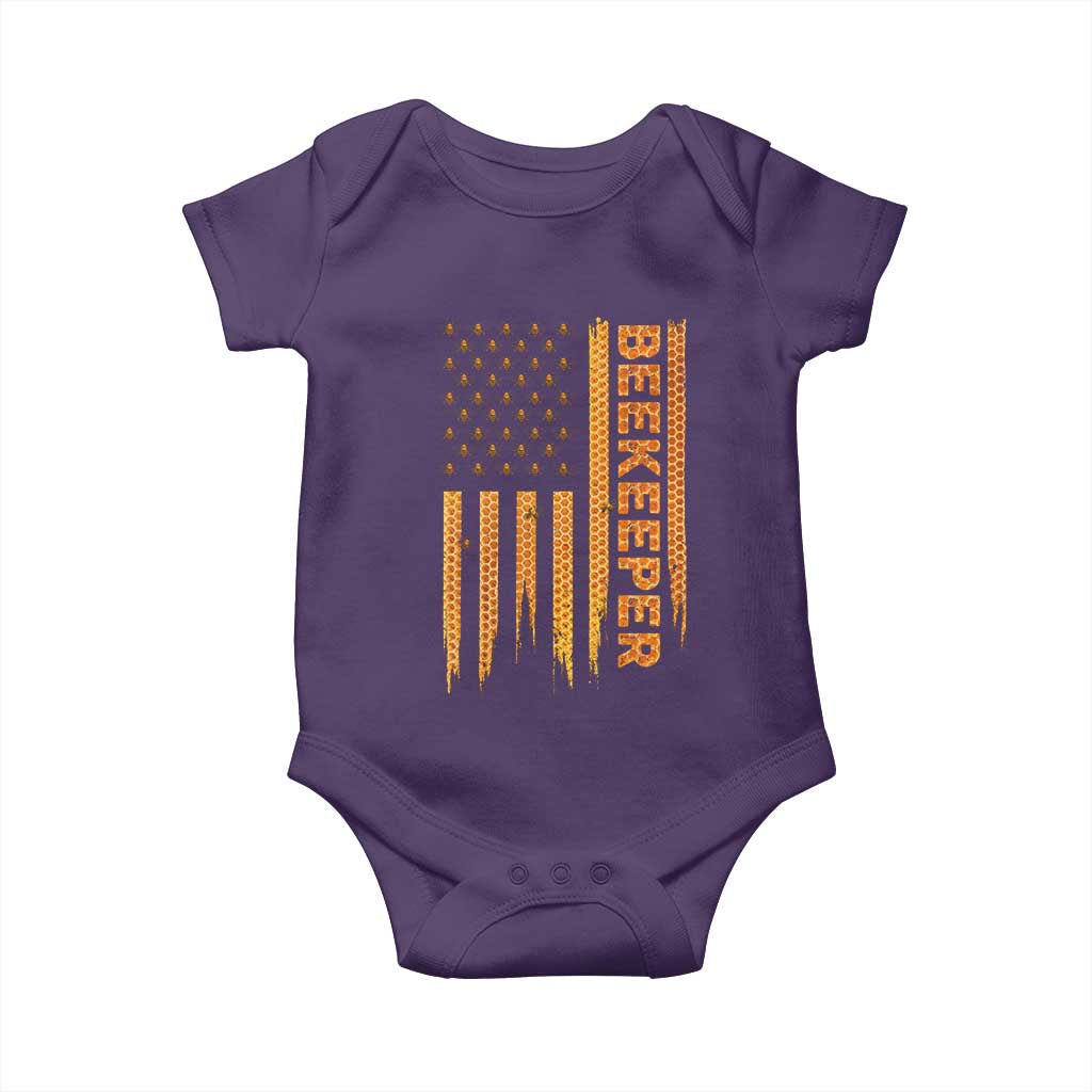 Beekeeping American Flag Honeycomb Honey Bees Beekeeper Baby Onesie