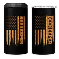 Beekeeping American Flag Honeycomb Honey Bees Beekeeper 4 in 1 Can Cooler Tumbler