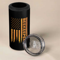 Beekeeping American Flag Honeycomb Honey Bees Beekeeper 4 in 1 Can Cooler Tumbler