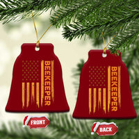 Beekeeping American Flag Honeycomb Honey Bees Beekeeper Ceramic Ornament