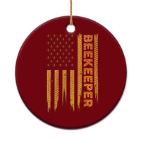 Beekeeping American Flag Honeycomb Honey Bees Beekeeper Ceramic Ornament