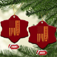 Beekeeping American Flag Honeycomb Honey Bees Beekeeper Ceramic Ornament