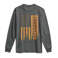 Beekeeping American Flag Honeycomb Honey Bees Beekeeper Long Sleeve Shirt