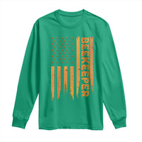 Beekeeping American Flag Honeycomb Honey Bees Beekeeper Long Sleeve Shirt