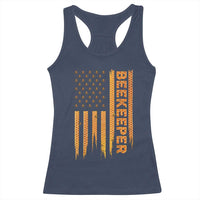 Beekeeping American Flag Honeycomb Honey Bees Beekeeper Racerback Tank Top