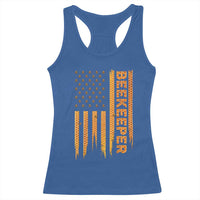 Beekeeping American Flag Honeycomb Honey Bees Beekeeper Racerback Tank Top