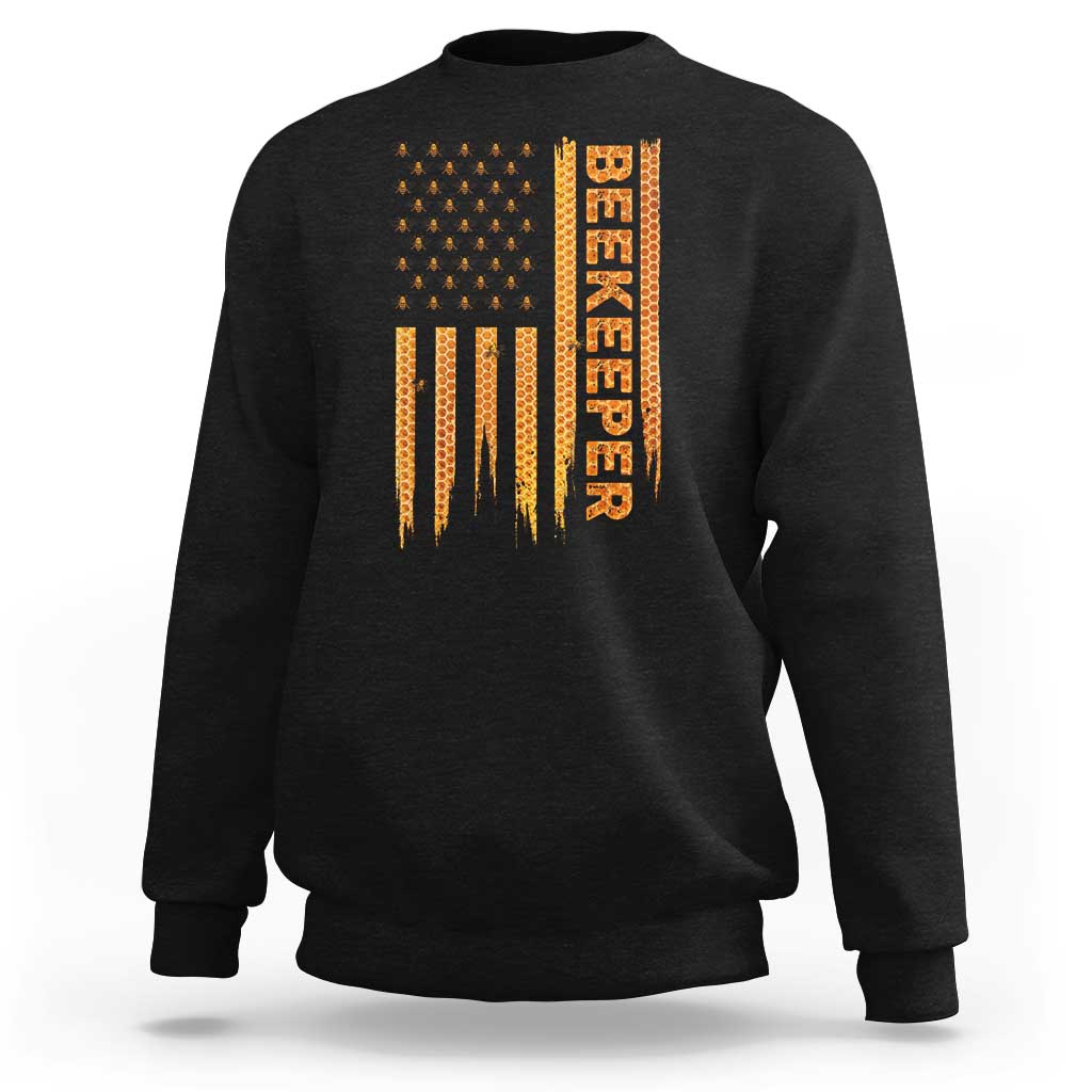 Beekeeping American Flag Honeycomb Honey Bees Beekeeper Sweatshirt