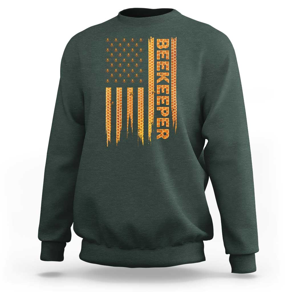 Beekeeping American Flag Honeycomb Honey Bees Beekeeper Sweatshirt