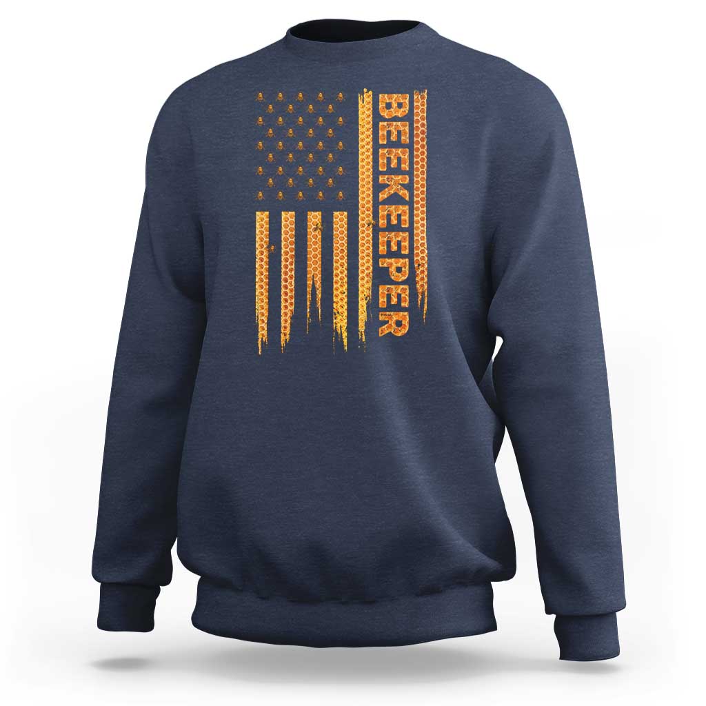 Beekeeping American Flag Honeycomb Honey Bees Beekeeper Sweatshirt