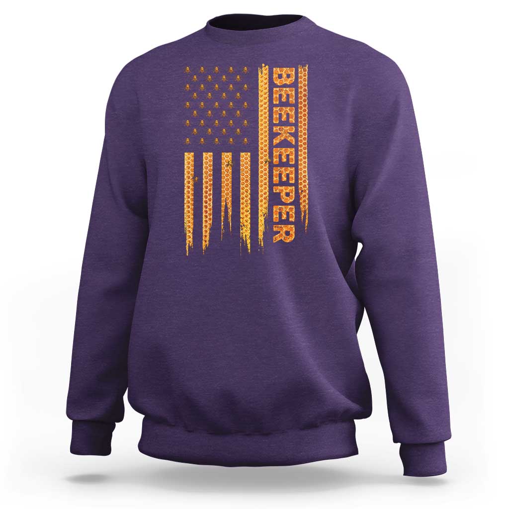 Beekeeping American Flag Honeycomb Honey Bees Beekeeper Sweatshirt