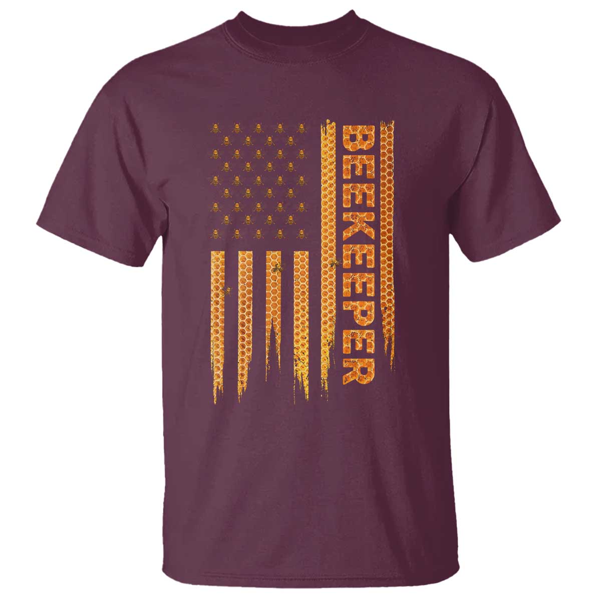 Beekeeping American Flag Honeycomb Honey Bees Beekeeper T Shirt