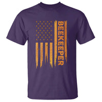 Beekeeping American Flag Honeycomb Honey Bees Beekeeper T Shirt