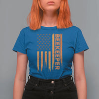 Beekeeping American Flag Honeycomb Honey Bees Beekeeper T Shirt For Women