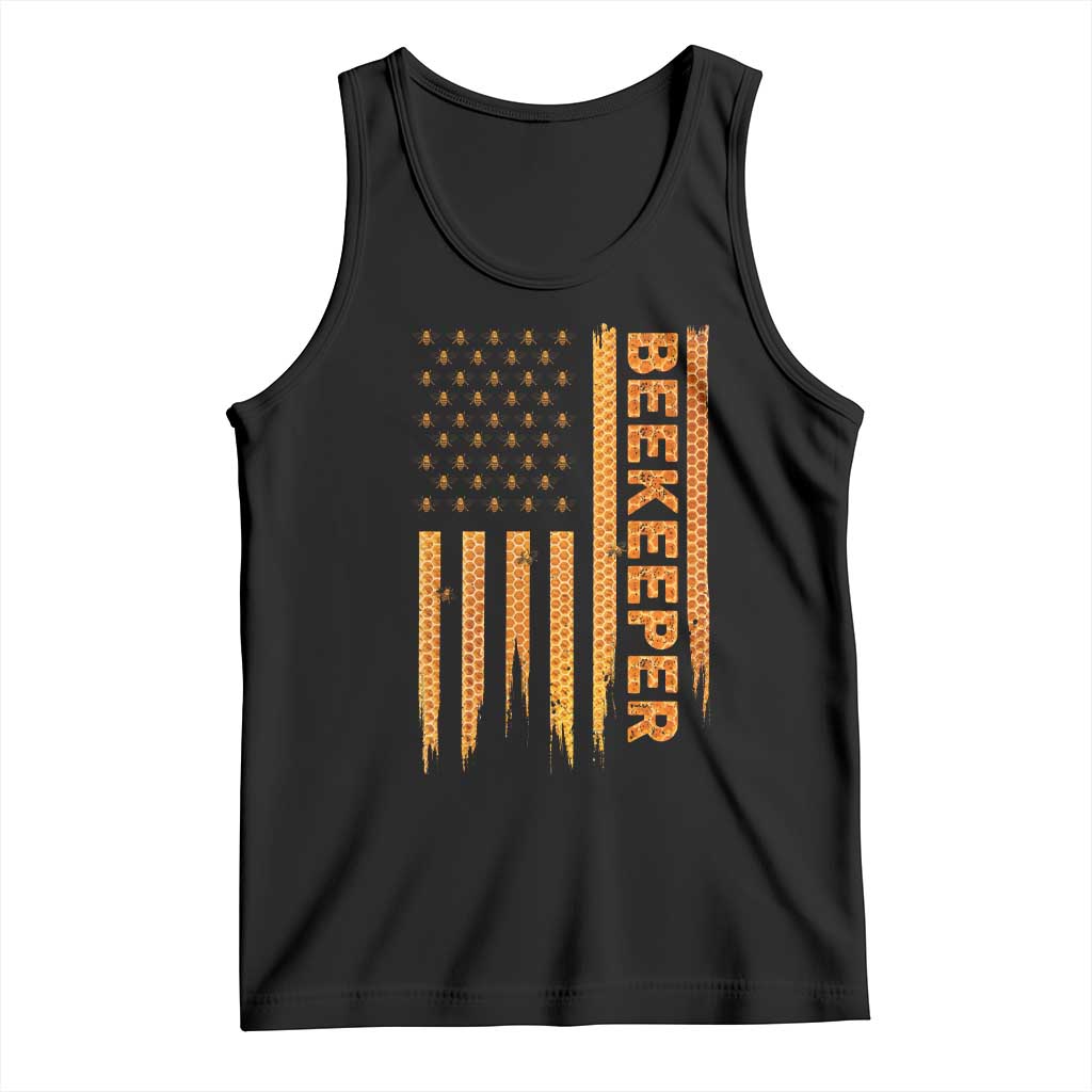 Beekeeping American Flag Honeycomb Honey Bees Beekeeper Tank Top