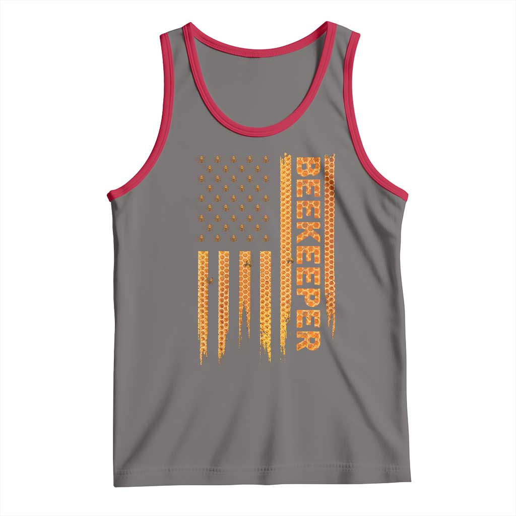 Beekeeping American Flag Honeycomb Honey Bees Beekeeper Tank Top