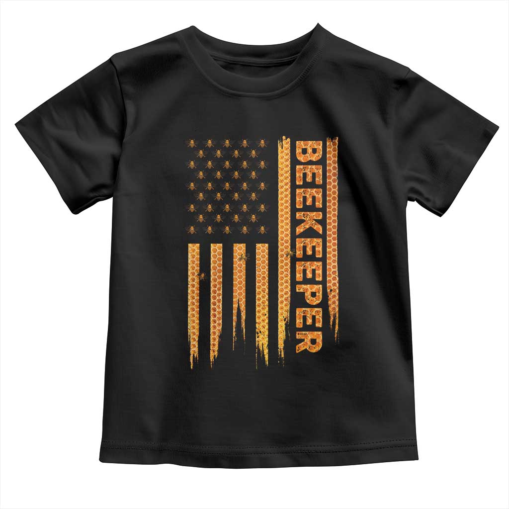 Beekeeping American Flag Honeycomb Honey Bees Beekeeper Toddler T Shirt