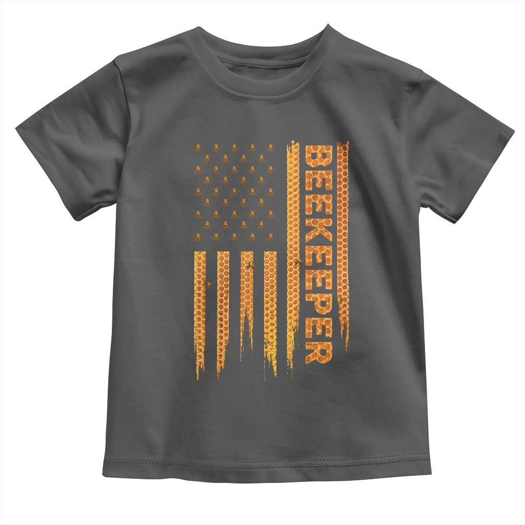 Beekeeping American Flag Honeycomb Honey Bees Beekeeper Toddler T Shirt
