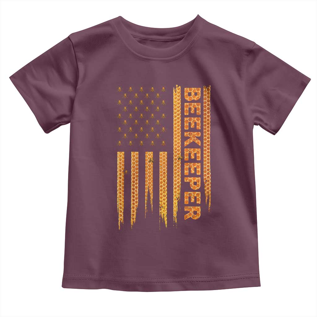Beekeeping American Flag Honeycomb Honey Bees Beekeeper Toddler T Shirt