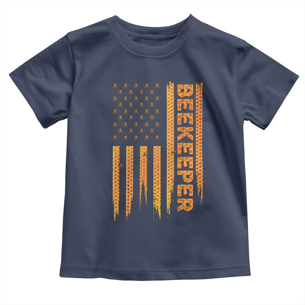 Beekeeping American Flag Honeycomb Honey Bees Beekeeper Toddler T Shirt