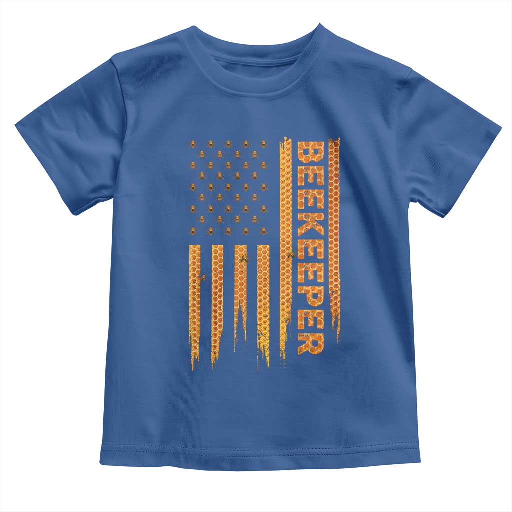 Beekeeping American Flag Honeycomb Honey Bees Beekeeper Toddler T Shirt