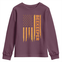 Beekeeping American Flag Honeycomb Honey Bees Beekeeper Youth Sweatshirt