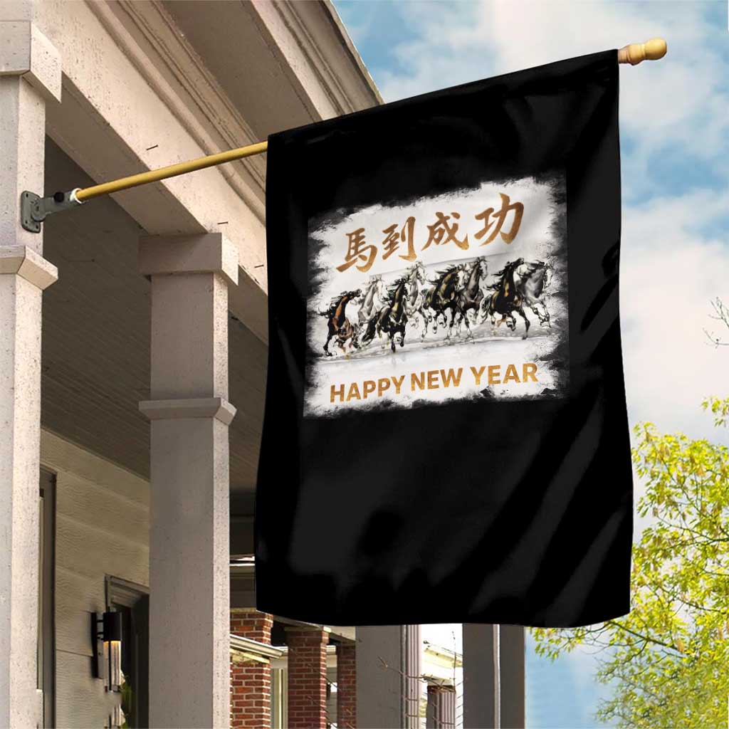 Year of The Horse 2026 Garden Flag Happy New Year Gallop Of The 8 Horses