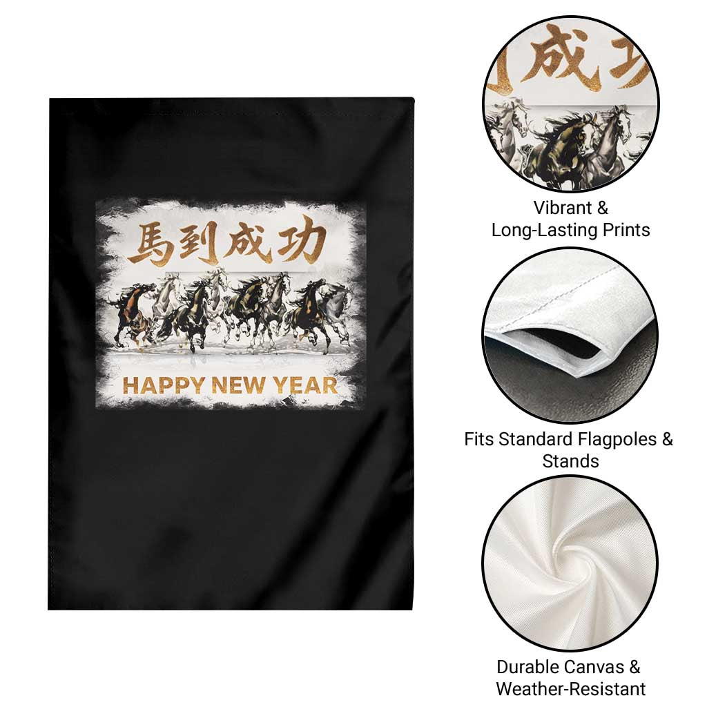 Year of The Horse 2026 Garden Flag Happy New Year Gallop Of The 8 Horses