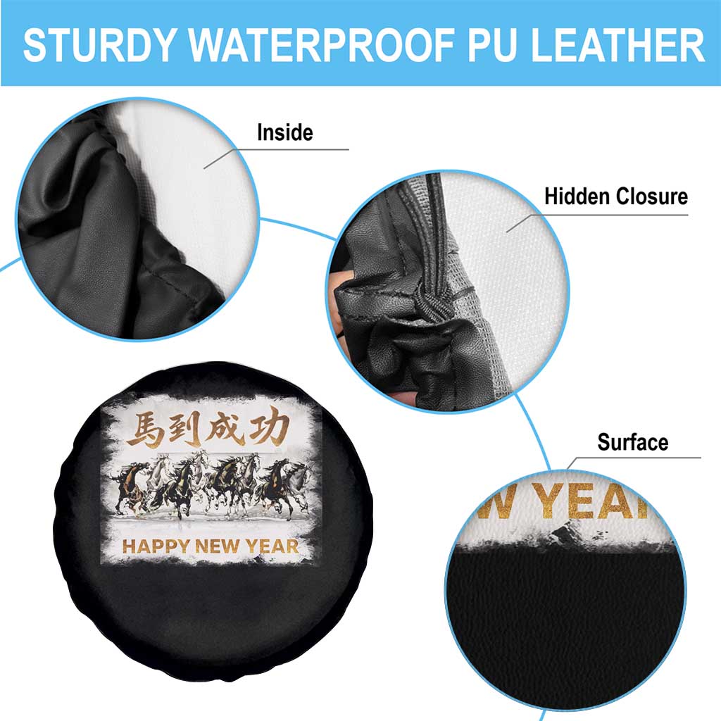 Year of The Horse 2026 Spare Tire Cover Happy New Year Gallop Of The 8 Horses