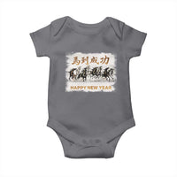 Year of The Horse 2026 Baby Onesie Happy New Year Gallop Of The 8 Horses