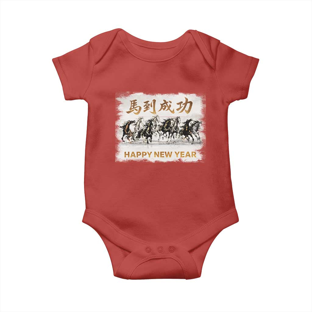 Year of The Horse 2026 Baby Onesie Happy New Year Gallop Of The 8 Horses