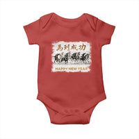 Year of The Horse 2026 Baby Onesie Happy New Year Gallop Of The 8 Horses