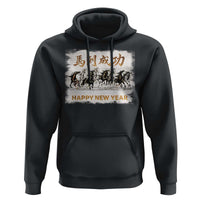 Year of The Horse 2026 Hoodie Happy New Year Gallop Of The 8 Horses