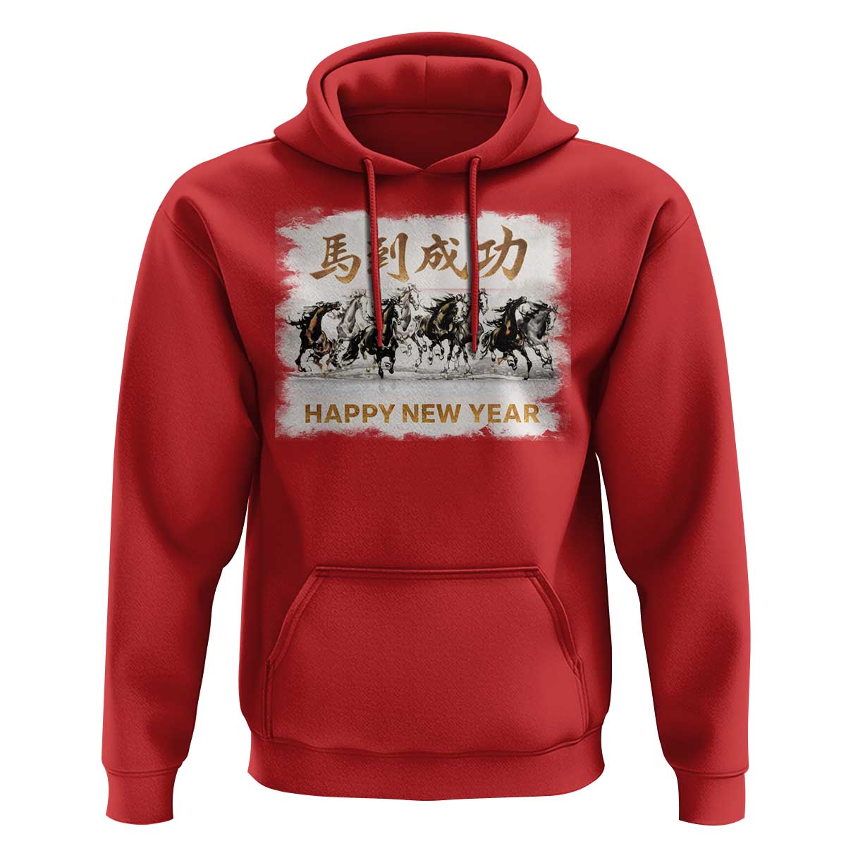 Year of The Horse 2026 Hoodie Happy New Year Gallop Of The 8 Horses