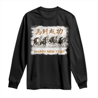 Year of The Horse 2026 Long Sleeve Shirt Happy New Year Gallop Of The 8 Horses