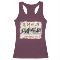 Year of The Horse 2026 Racerback Tank Top Happy New Year Gallop Of The 8 Horses